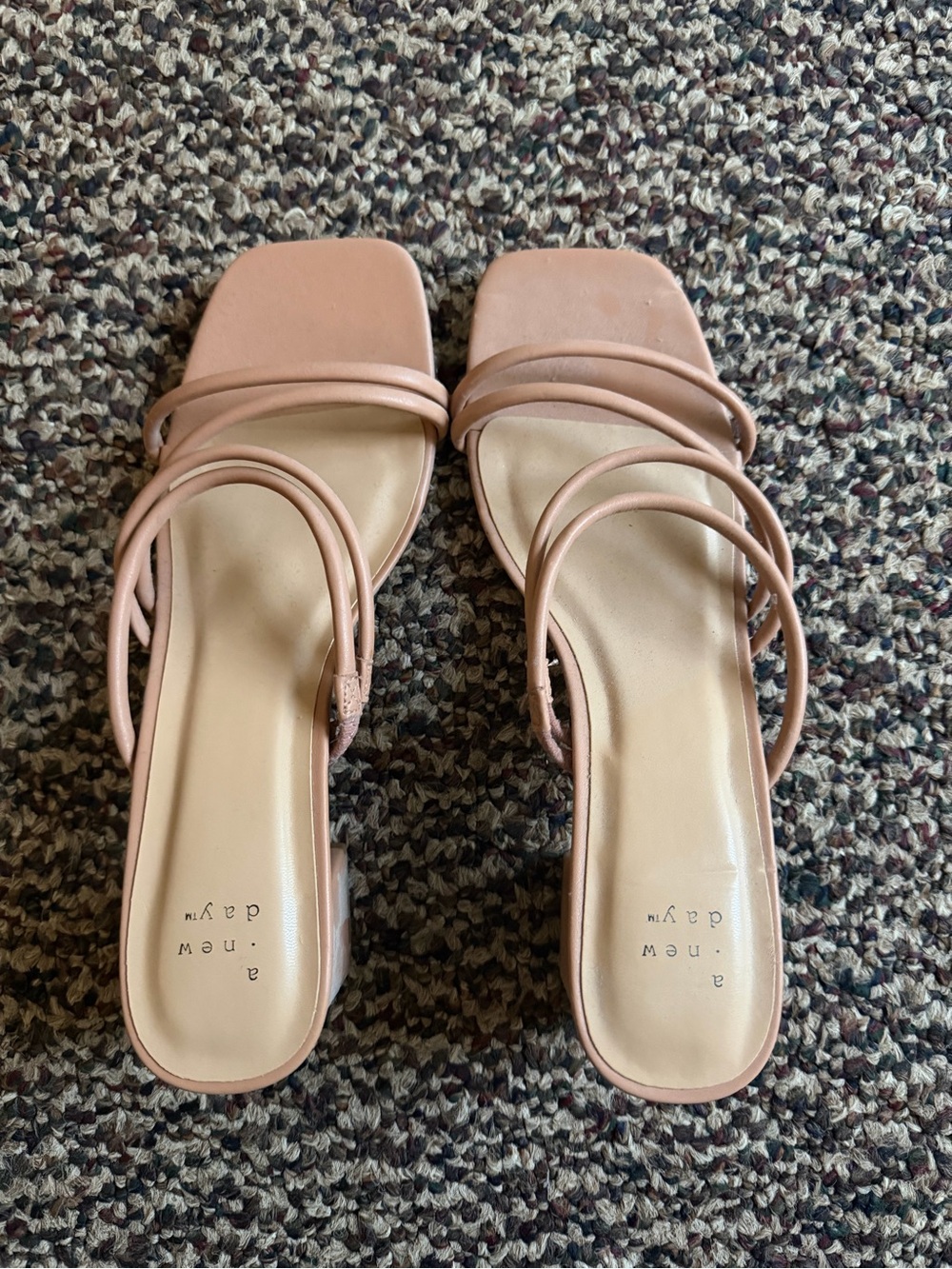 a new day Nude Blush Strappy Square-Toe Mules
